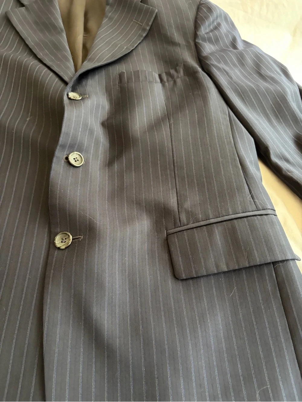 Harold Powell Men's Navy Pinstripe Sport Coat Blazer 100% Wool Size 42R